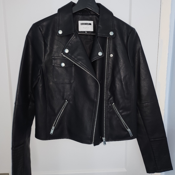 Noisy May Womens Black Biker Leather Jacket - Picture 1 of 5